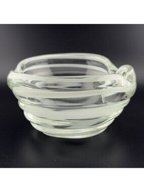 Vintage Italian Murano Swirl Art Glass Ashtray Bowl White